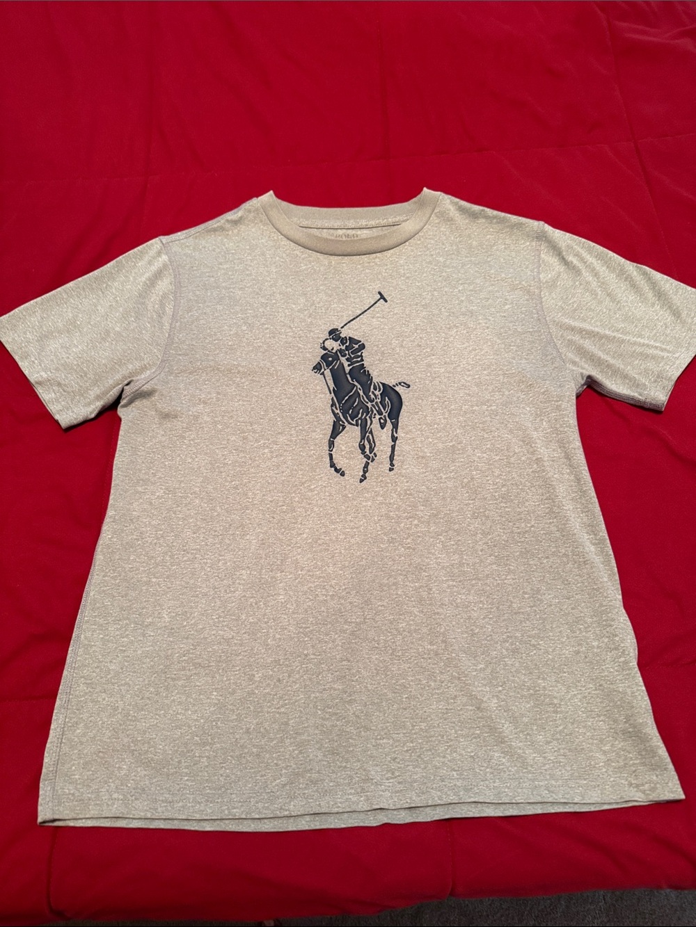 Polo Logo Red Short-Sleeve Boys Performance Jersey T-shirt Size L (14-16)